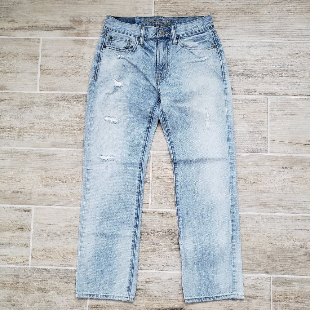 American Eagle Slim Straight Distressed Front Jeans 26W 28L